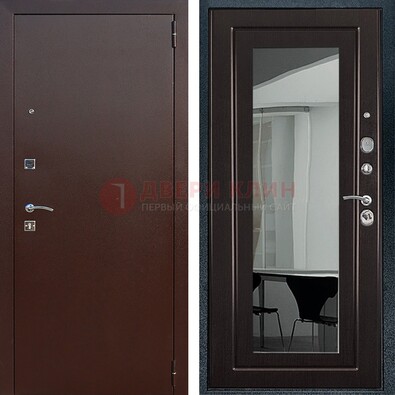 Металлическая дверь с порошковым напылением с МДФ и зеркалом ДЗ-61 в Черноголовке