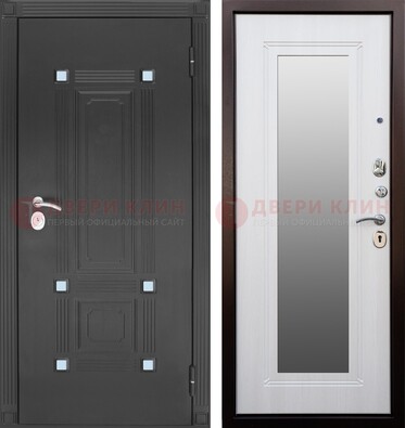 Стальная черная дверь МДФ с зеркалом ДЗ-76 в Черноголовке