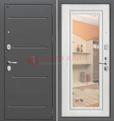 Серая металлическая дверь с зеркалом ДЗ-7 в Черноголовке