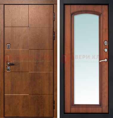 Белая филенчатая дверь с фрезерованной МДФ и зеркалом ДЗ-81 в Черноголовке