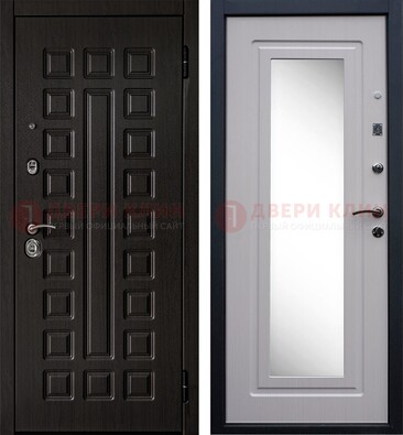 Черная филенчатая металлическая дверь МДФ с зеркалом ДЗ-83 в Белгороде