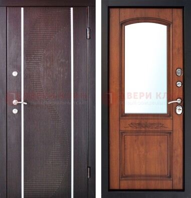 Входная дверь с МДФ и МДФ внутри с зеркалом ДЗ-88 в Черноголовке
