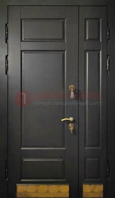 Черная полуторная железная дверь для частного дома ПЛ-2 в Черноголовке
