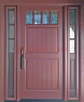 Входная дверь с массивом с фрамугами и витражом ВЖ-19 в Черноголовке